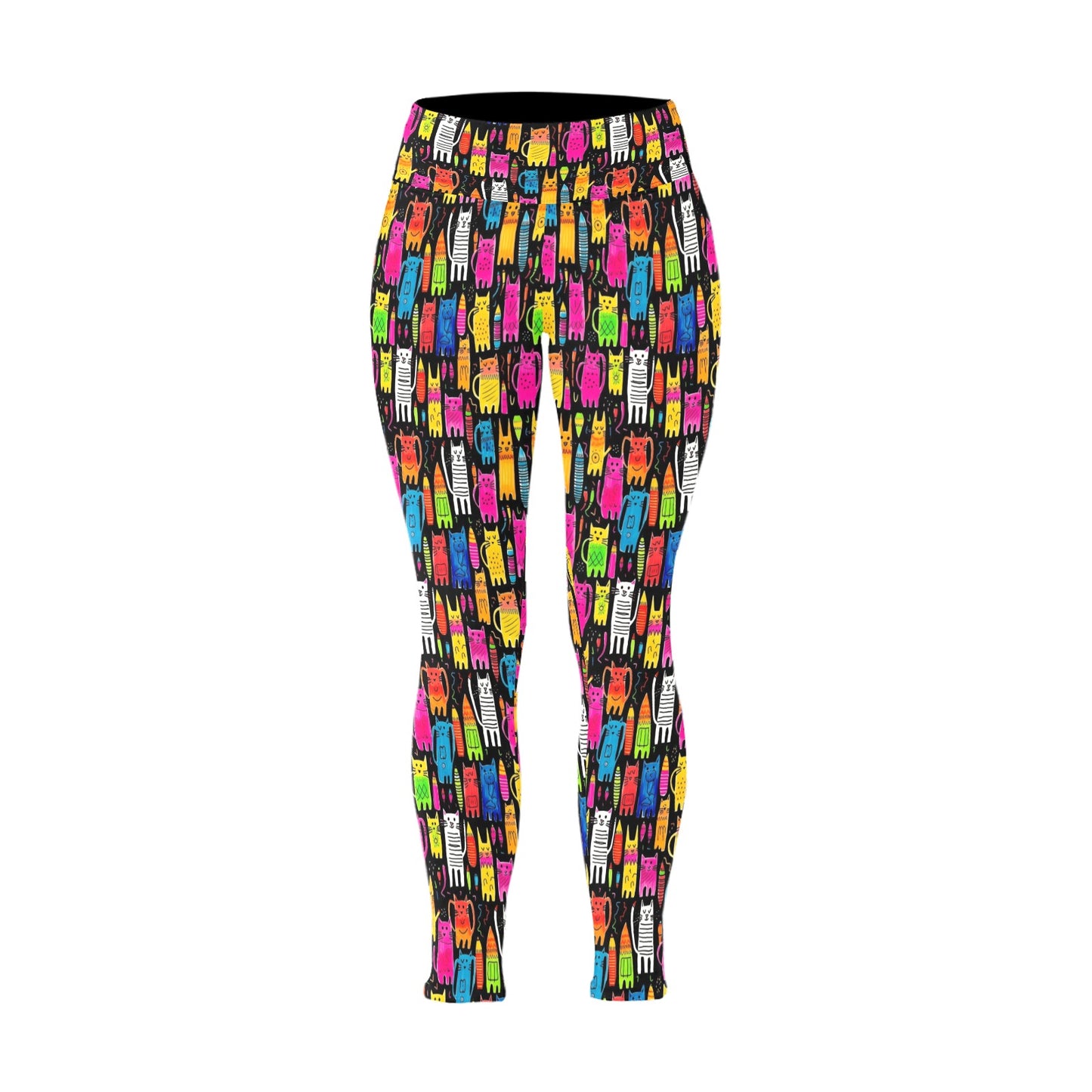 Colourful Cats - Womens High Waist Leggings (Sizes 16-22)