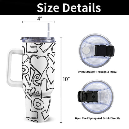 Love - 40oz Tumbler with White Handle