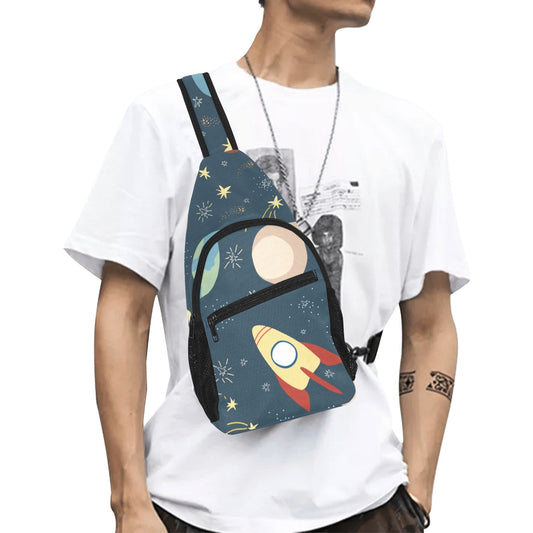 Rocket and Planets In Space - Chest Bag With Full Print