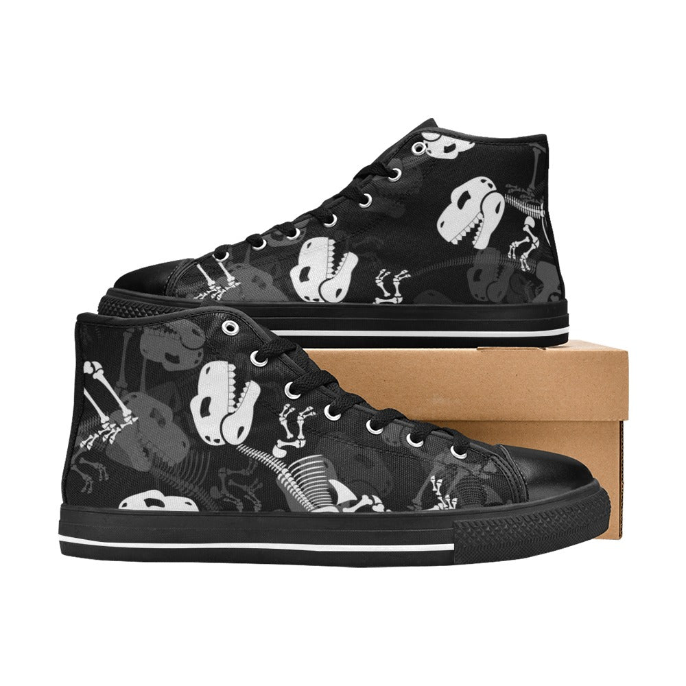 Dinosaur Skeleton - Men's High Top Canvas Shoes