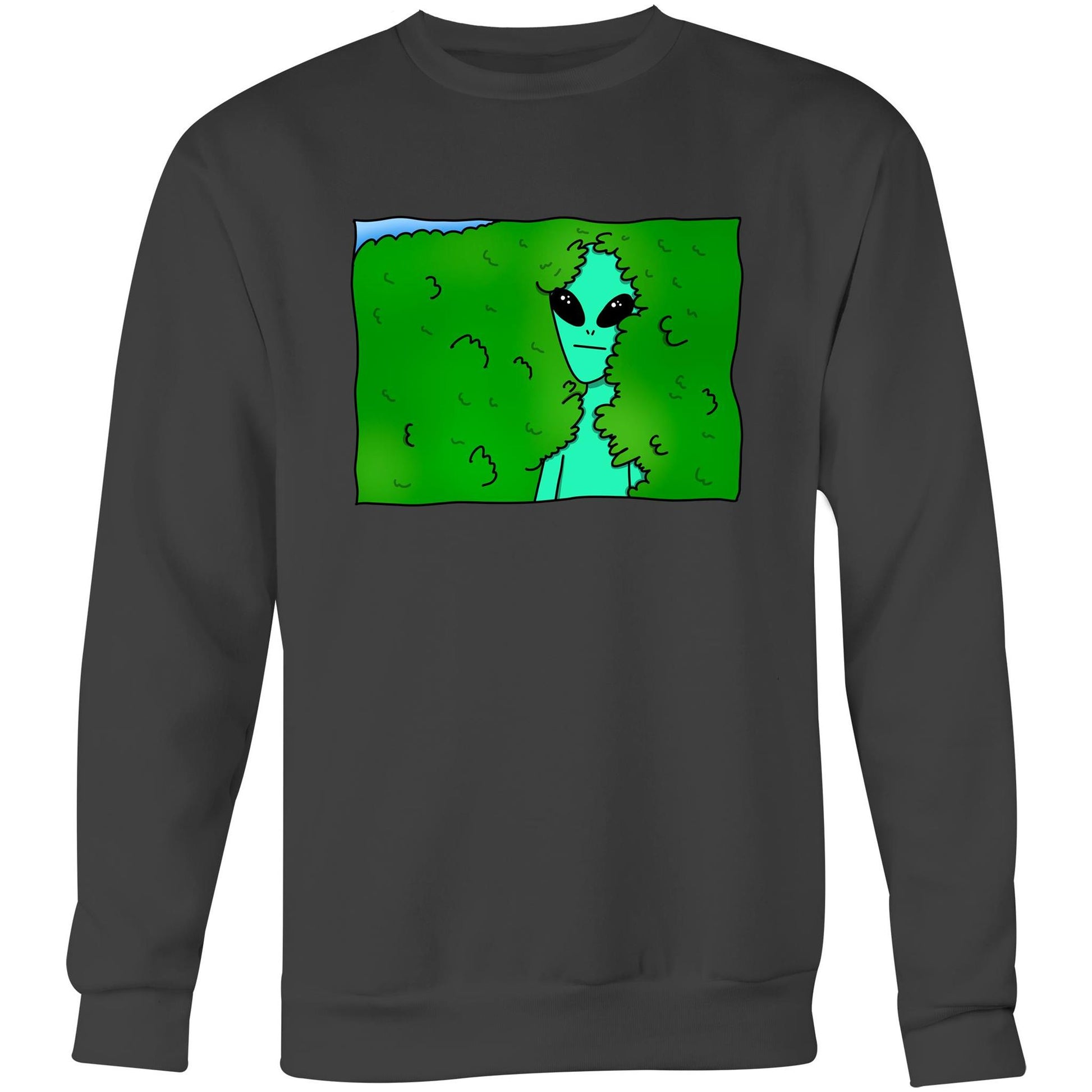 Alien Backing Into Hedge Meme - Crew Sweatshirt Coal Sweatshirt Funny Sci Fi