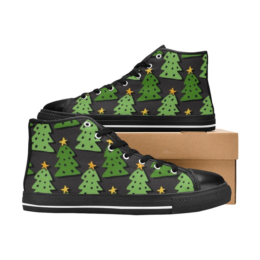 Christmas Trees - Kids High Top Canvas Shoes