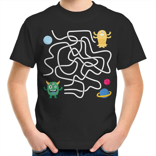 Find The Right Path, Space Alien - Kids Youth T-Shirt Black Kids Youth T-shirt Sci Fi Space