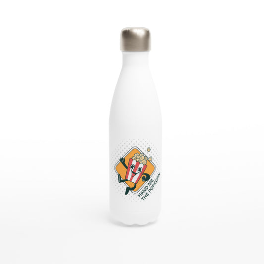 Hand Me The Popcorn - White 17oz Stainless Steel Water Bottle Default Title White Water Bottle Retro