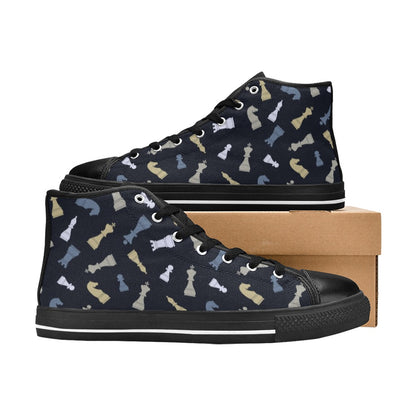 Chess Pattern - Men's High Top Canvas Shoes