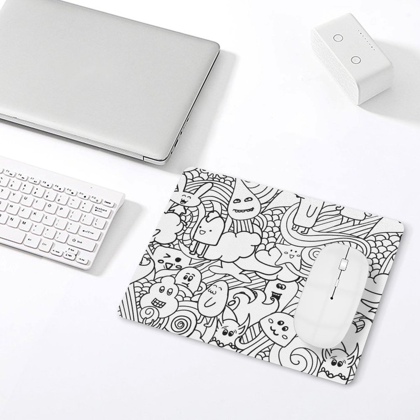 Black And White Creatures - Leather Mouse Pad