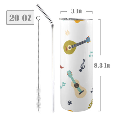 Guitar Music - 20oz Tall Skinny Tumbler with Lid and Straw