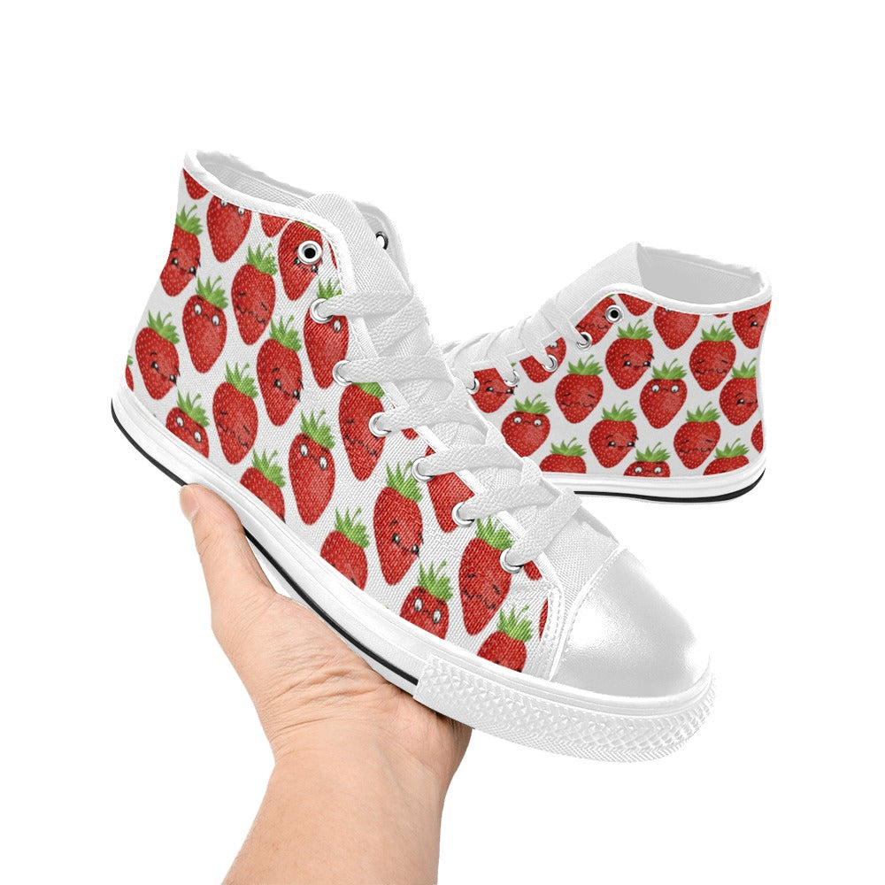 Strawberry Characters - Women's High Top Canvas Shoes