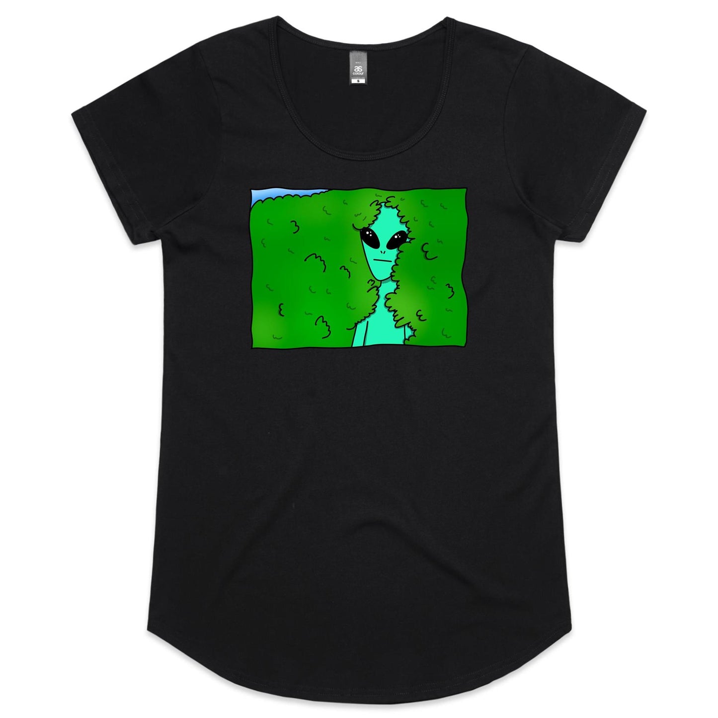 Alien Backing Into Hedge Meme - Womens Scoop Neck T-Shirt