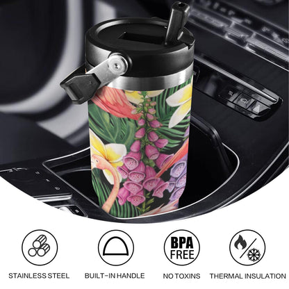 Flamingo Jungle - 30oz Tumbler with Top Handle