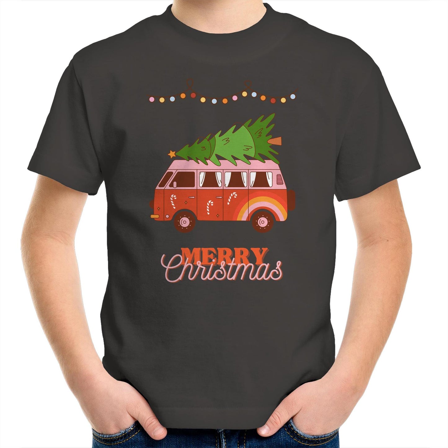 Merry Christmas Hippy Van - Kids Youth T-Shirt