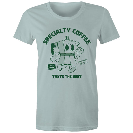 Specialty Coffee - Womens T-shirt Pale Blue Womens T-shirt Coffee Retro