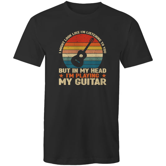 In My Head I'm Playing My Guitar - Mens T-Shirt Black Mens T-shirt Music Printed In Australia