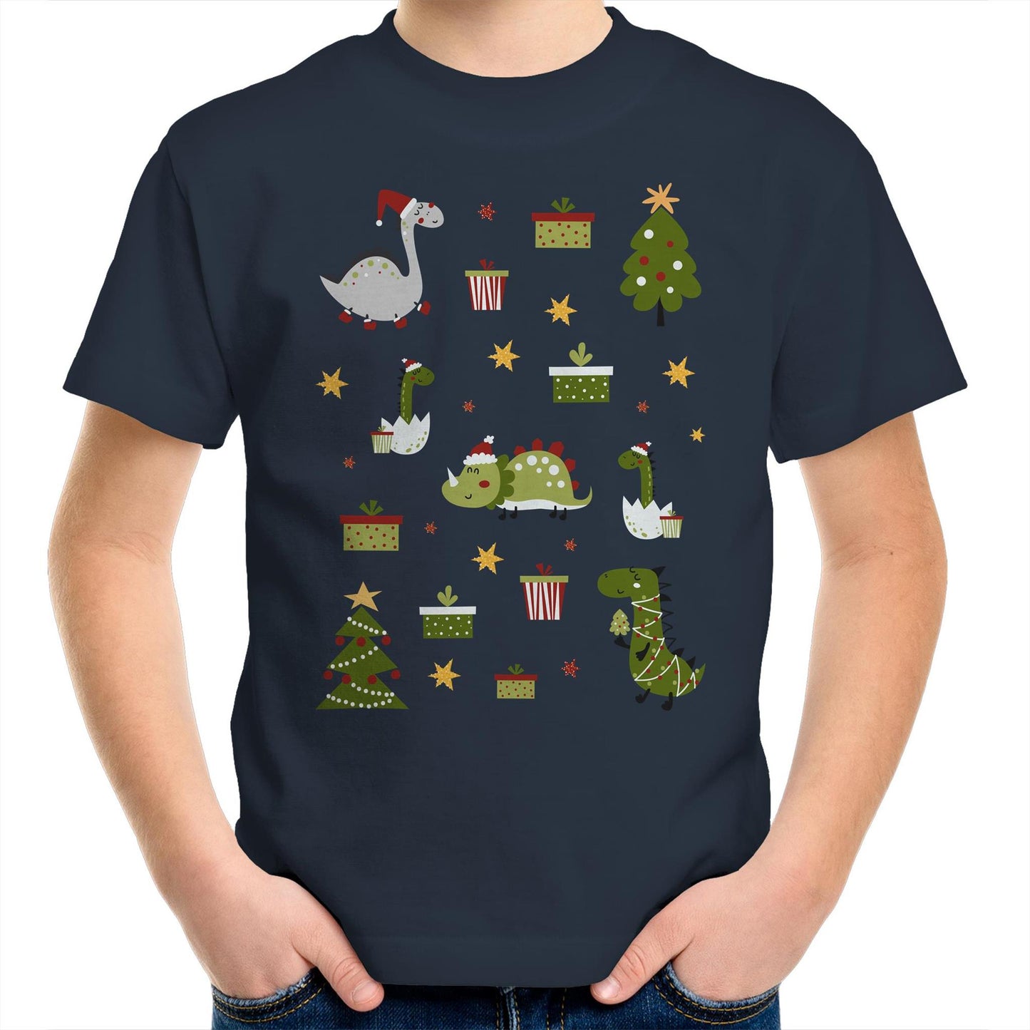 Cute Dinosaur Christmas - Kids Youth T-Shirt