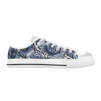 Blue And White Floral - Women's Classic Canvas Shoes