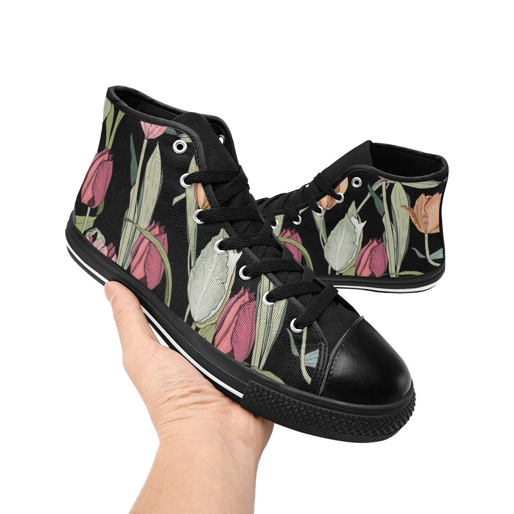 Tulips - Men's High Top Canvas Shoes