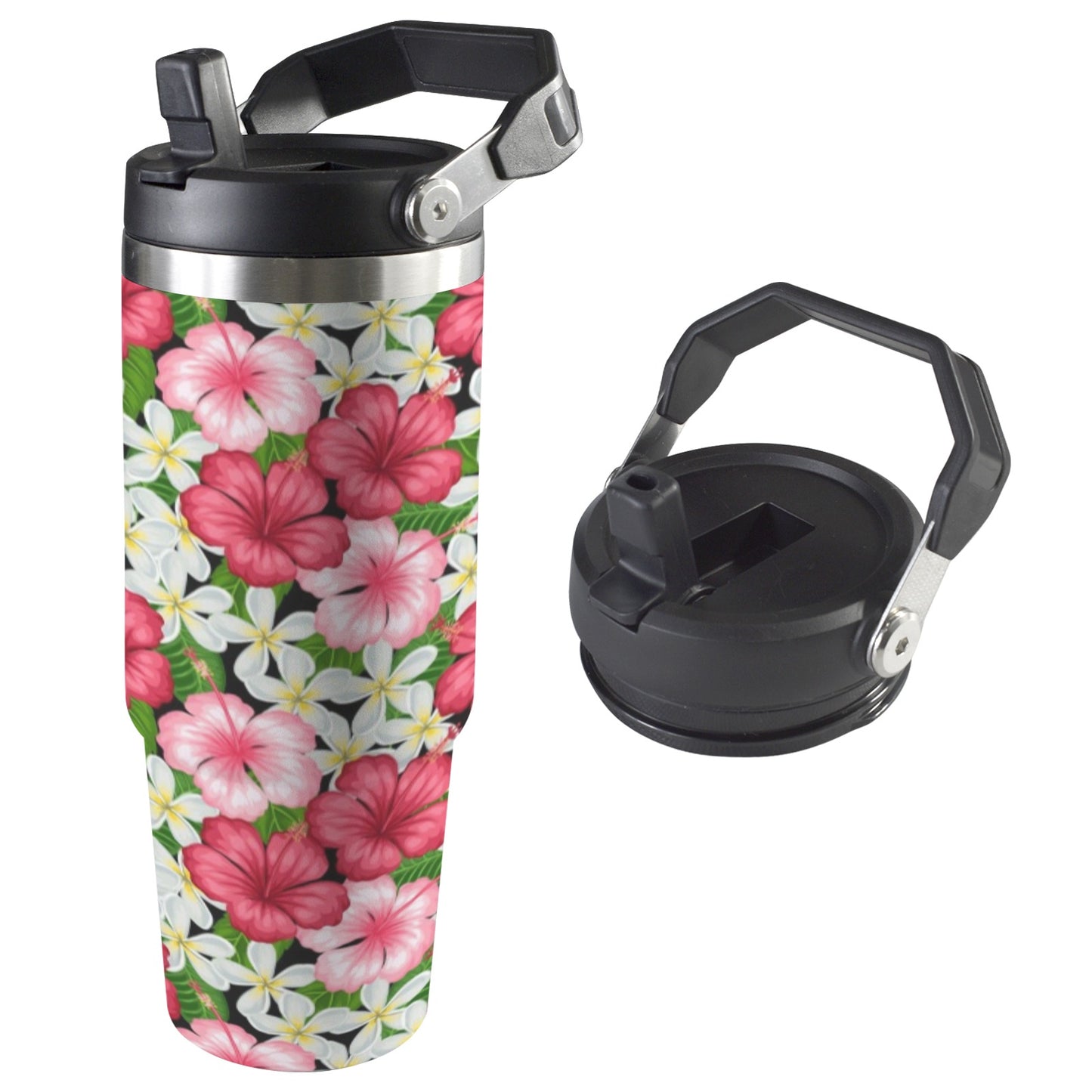 Hibiscus - 30oz Tumbler with Top Handle