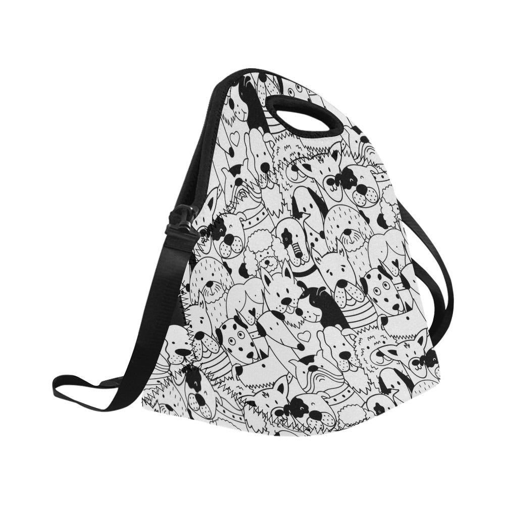 Black And White Dogs - Neoprene Lunch Bag/Large