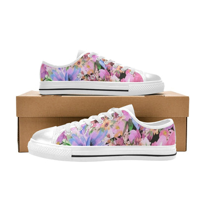 Bright Pink Floral - Women's Classic Canvas Shoes