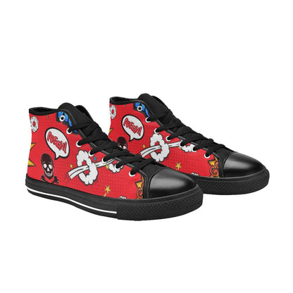 Comic Book Red - Women's High Top Canvas Shoes