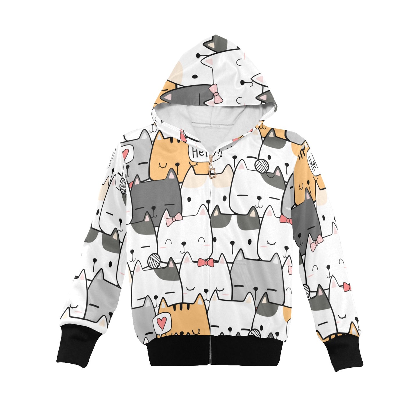 Cat Hello - Senior Boys Zip Up Hoodie