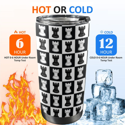 Chess Black And White - 20oz Travel Mug / Tumbler