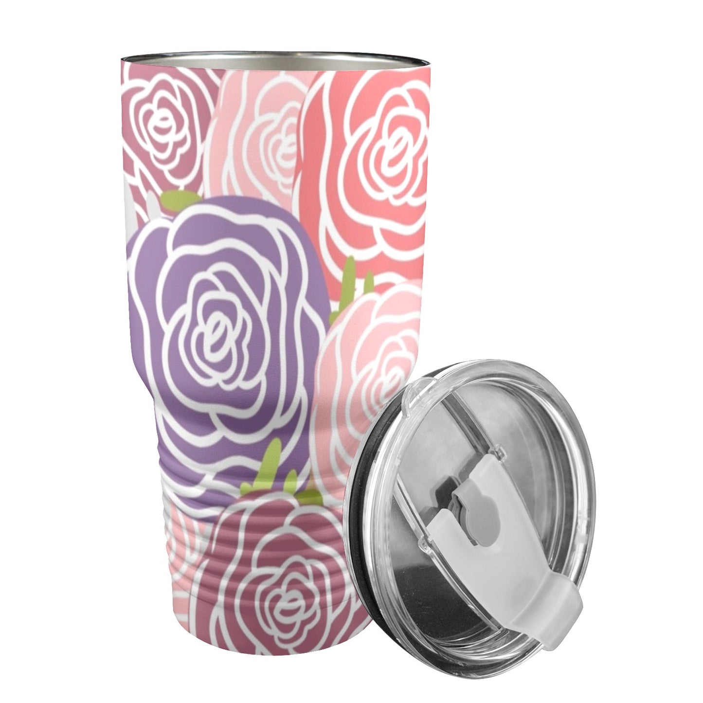 Abstract Roses - 30oz Insulated Stainless Steel Mobile Tumbler