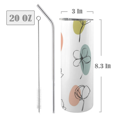 Flower Lines - 20oz Tall Skinny Tumbler with Lid and Straw