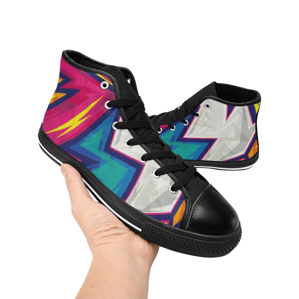 Abstract Bright - Women's High Top Canvas Shoes