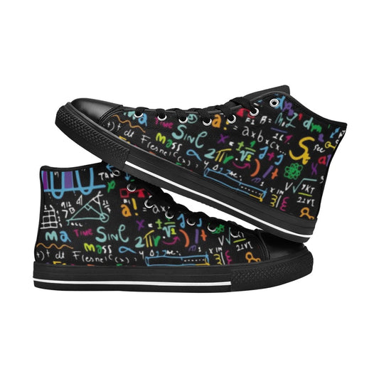 Math Scribbles - Women's High Top Canvas Shoes