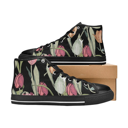 Tulips - Men's High Top Canvas Shoes