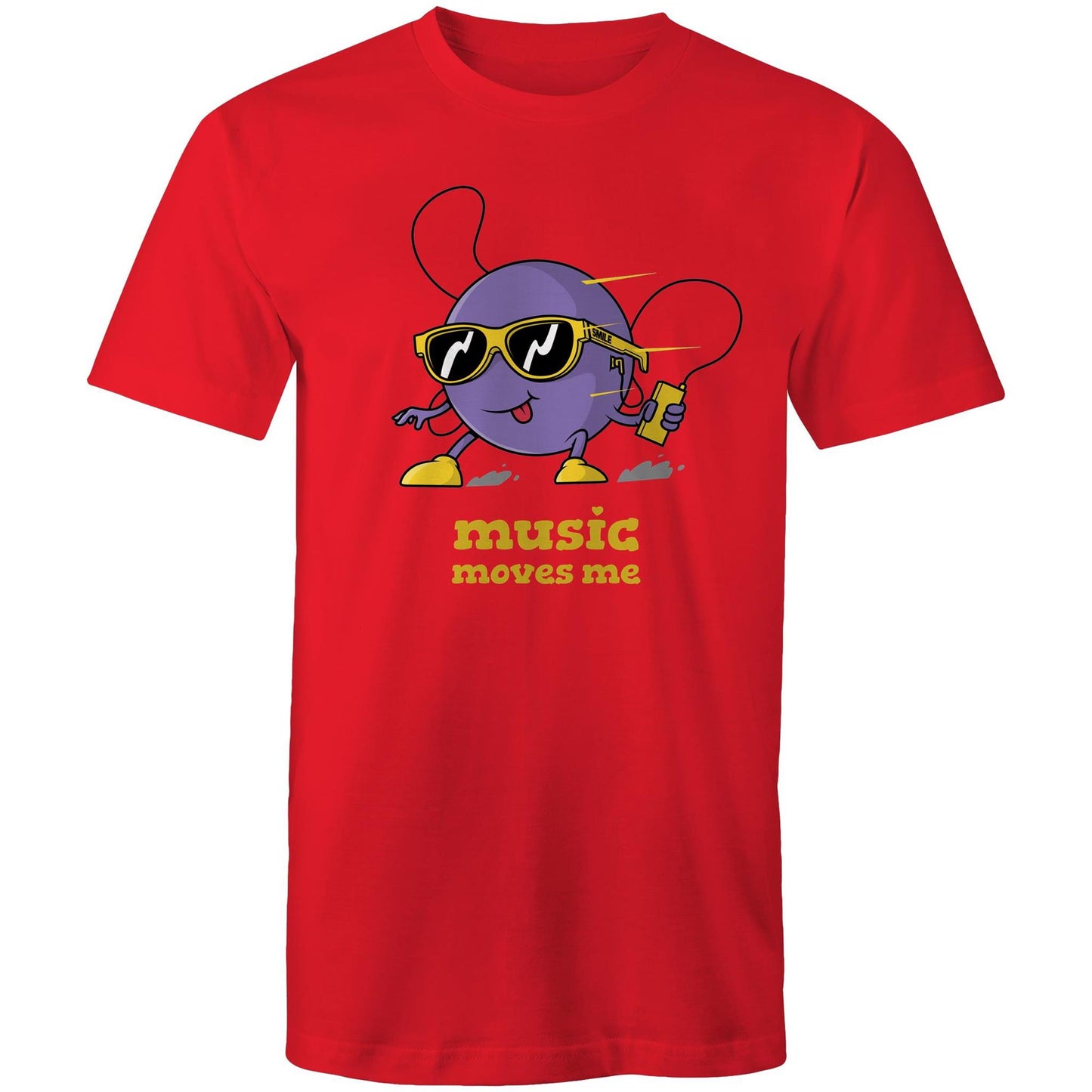 Music Moves Me, Earbuds - Mens T-Shirt Red Mens T-shirt Music