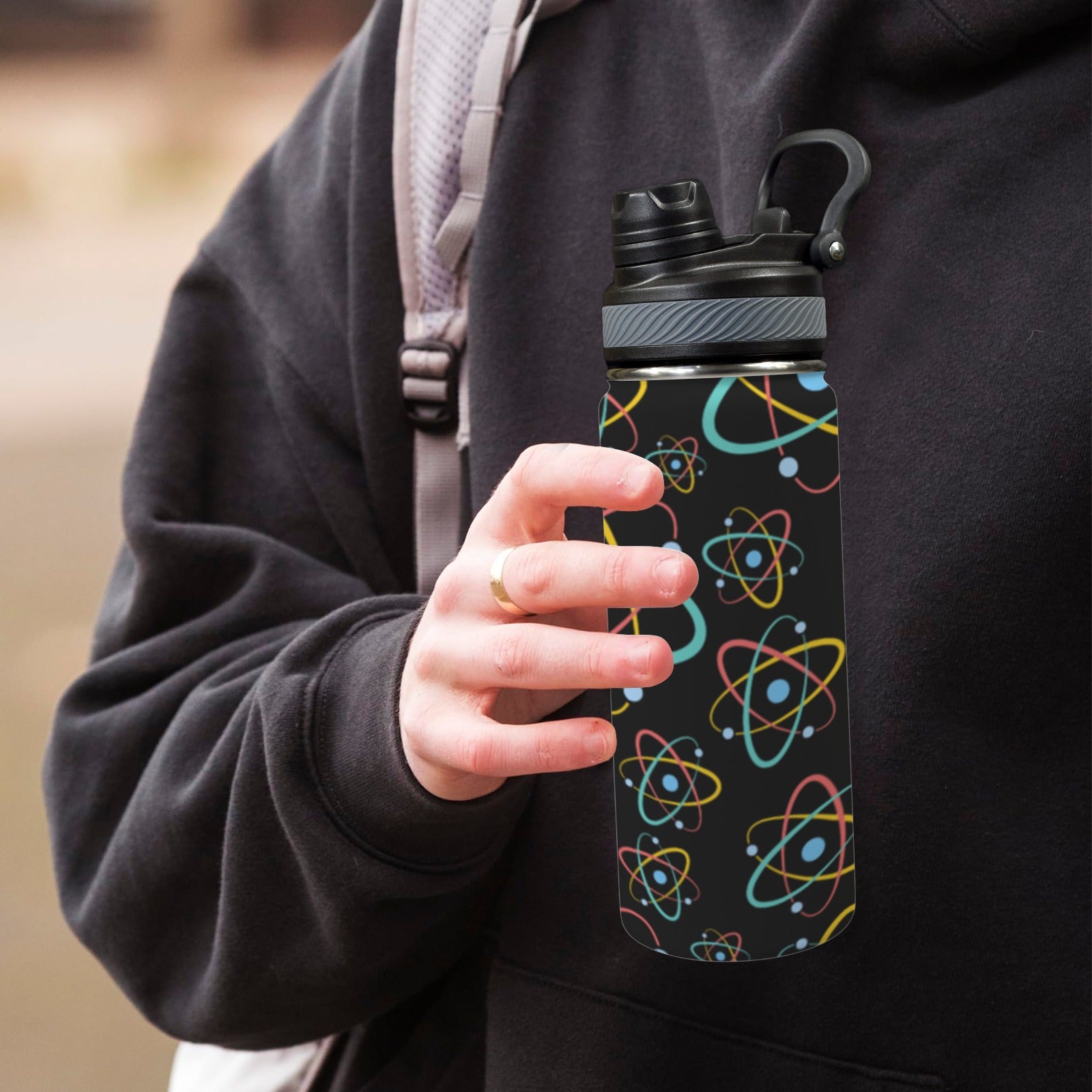 Atoms - Insulated Water Bottle with Dual-Use Lid (18oz) Insulated Water Bottle with Dual-Use Lid (18oz) Printed Offshore Science