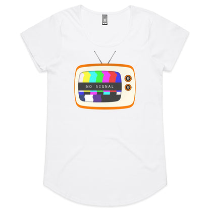 Retro Television, No Signal - Womens Scoop Neck T-Shirt White Womens Scoop Neck T-shirt Retro
