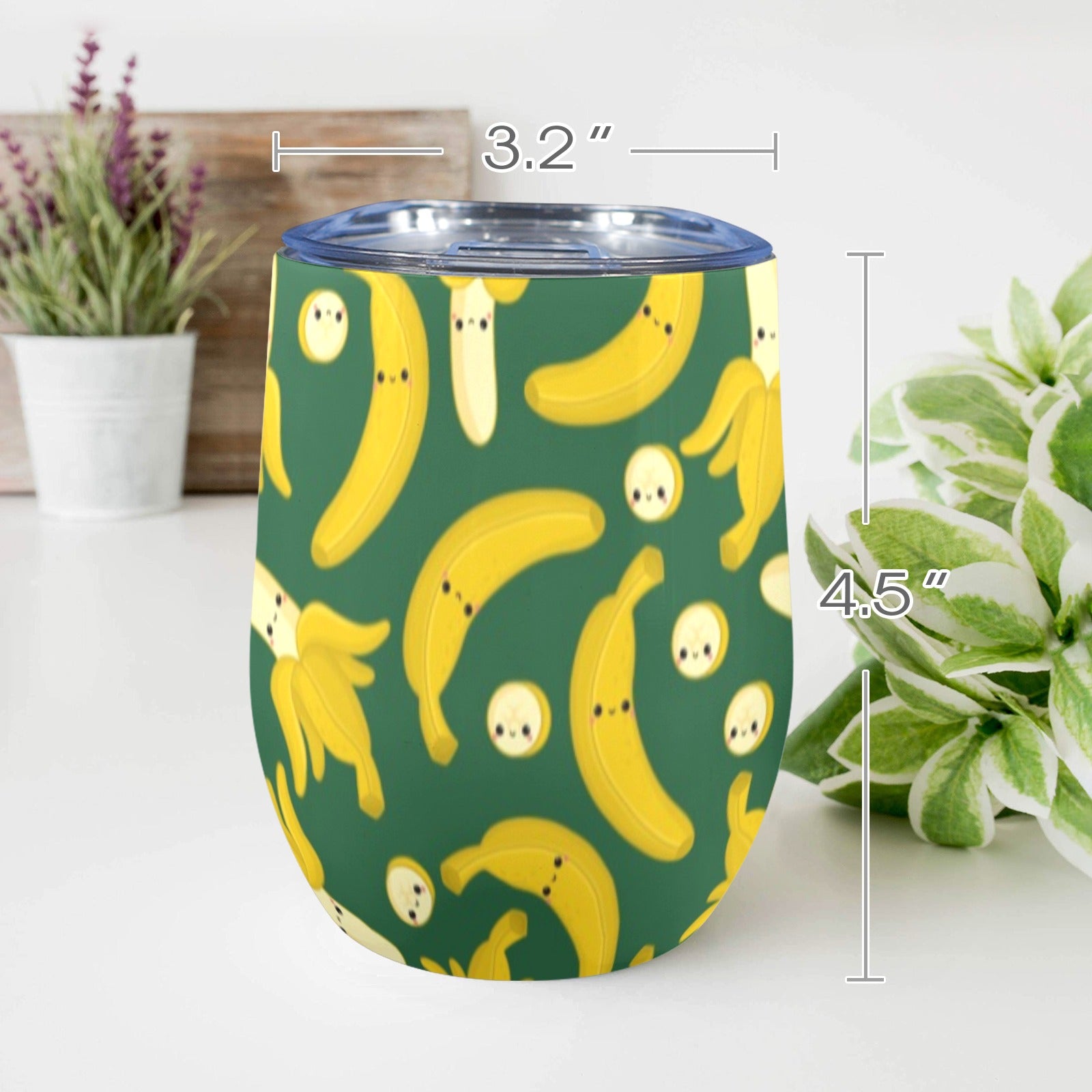 Happy Bananas - 12oz Wine Tumbler 12oz Wine Tumbler Food Printed Offshore