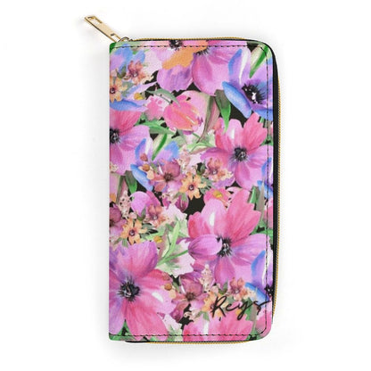 Bright Pink Floral - Leather Wallet / Purse White 19.7x10.5cm Wallet / Purse Plants Printed Offshore