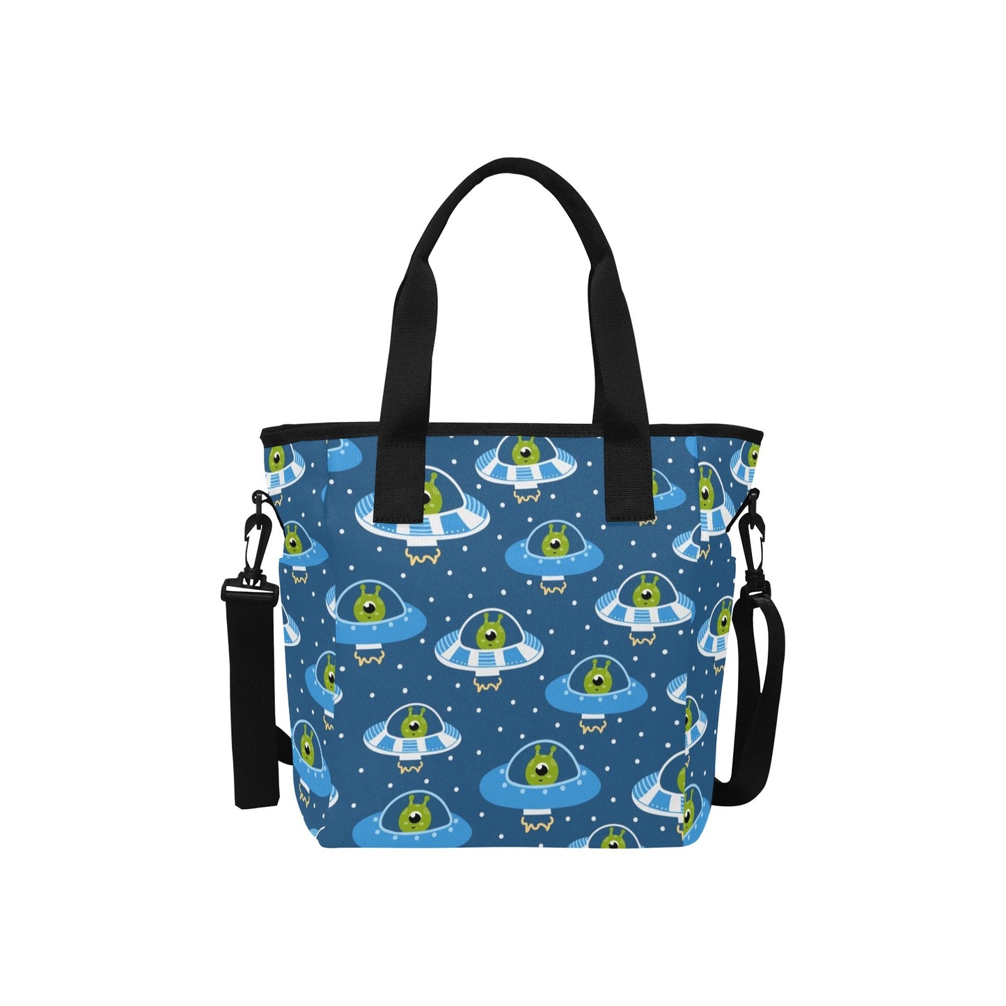 Cute Aliens in UFOs - Tote Bag with Shoulder Strap