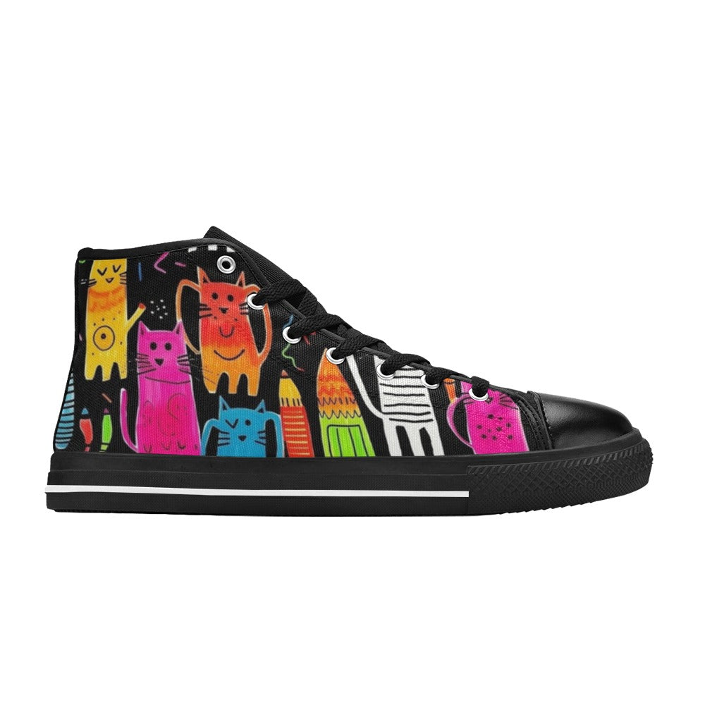 Colourful Cats - Men's High Top Canvas Shoes