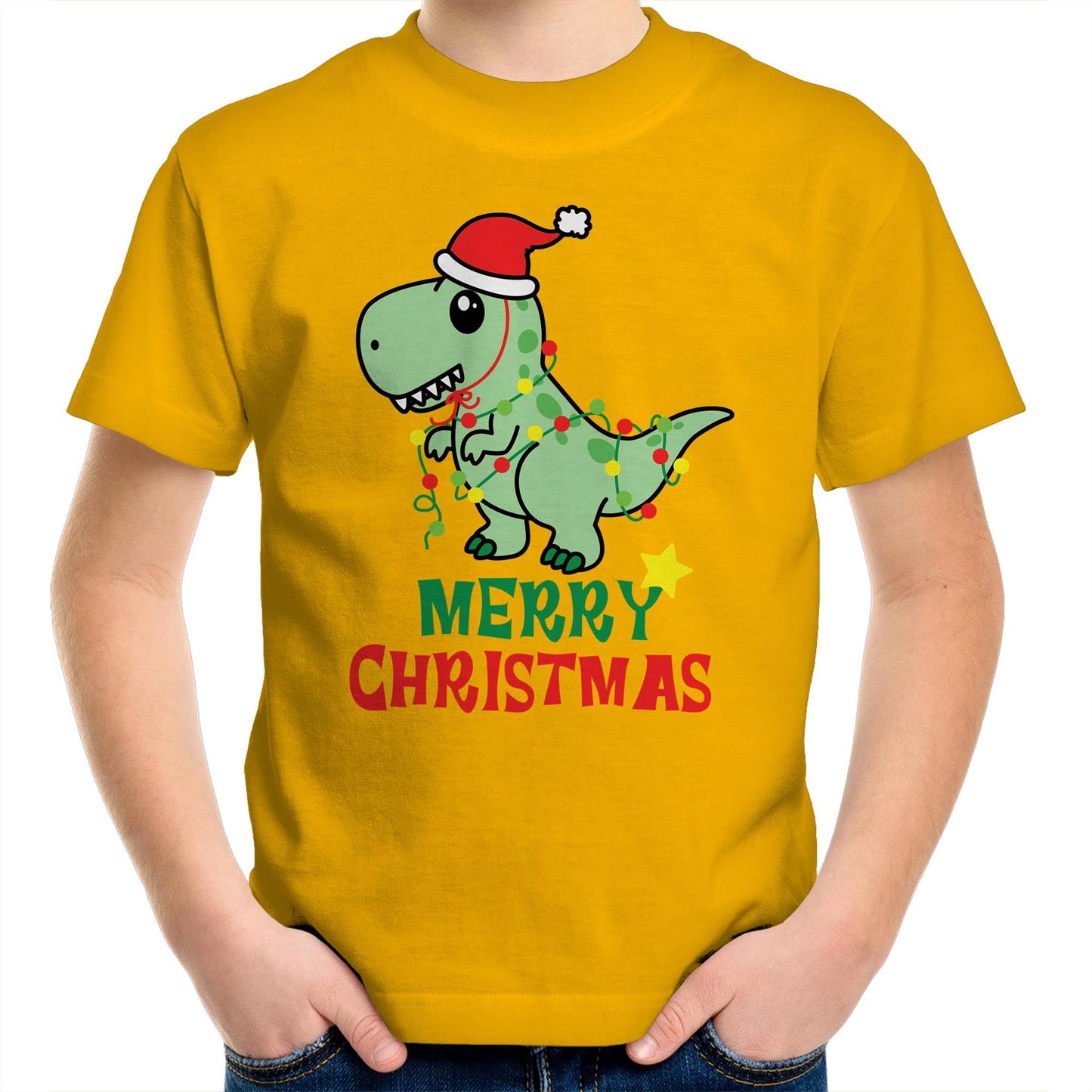 Dinosaur Santa, Merry Christmas - Kids Youth T-Shirt