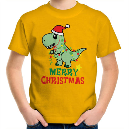 Dinosaur Santa, Merry Christmas - Kids Youth T-Shirt