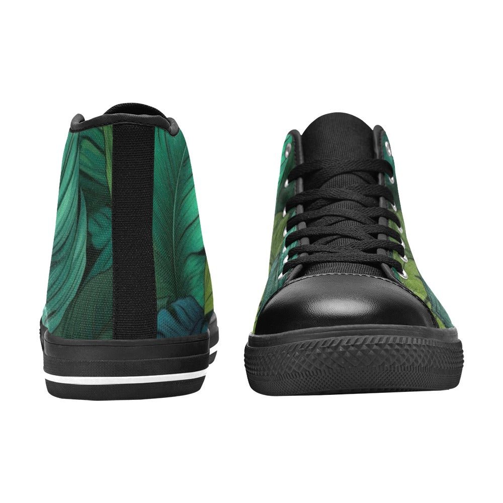 Tropical Leaves - Women's High Top Canvas Shoes