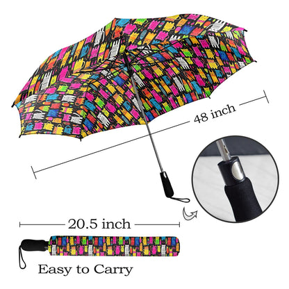 Colourful Cats - Semi-Automatic Foldable Umbrella