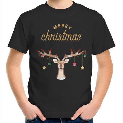 Merry Christmas Reindeer - Kids Youth T-Shirt