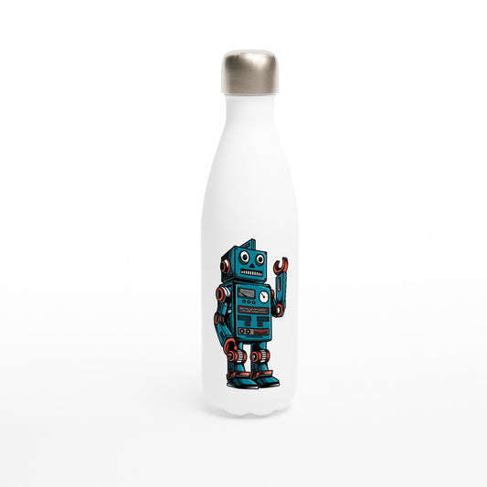 Robot - White 17oz Stainless Steel Water Bottle Default Title White Water Bottle Globally Fulfilled Sci Fi