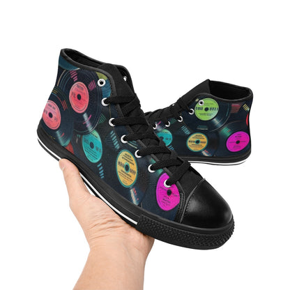 Retro Vinyl Records - Women's High Top Canvas Shoes