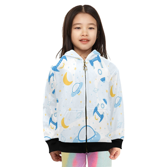 Spaceships And UFO's - Junior Girls Zip Up Hoodie