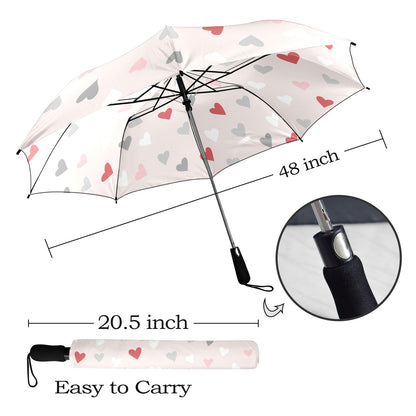 Pretty Hearts - Semi-Automatic Foldable Umbrella Semi-Automatic Foldable Umbrella Love Printed Offshore