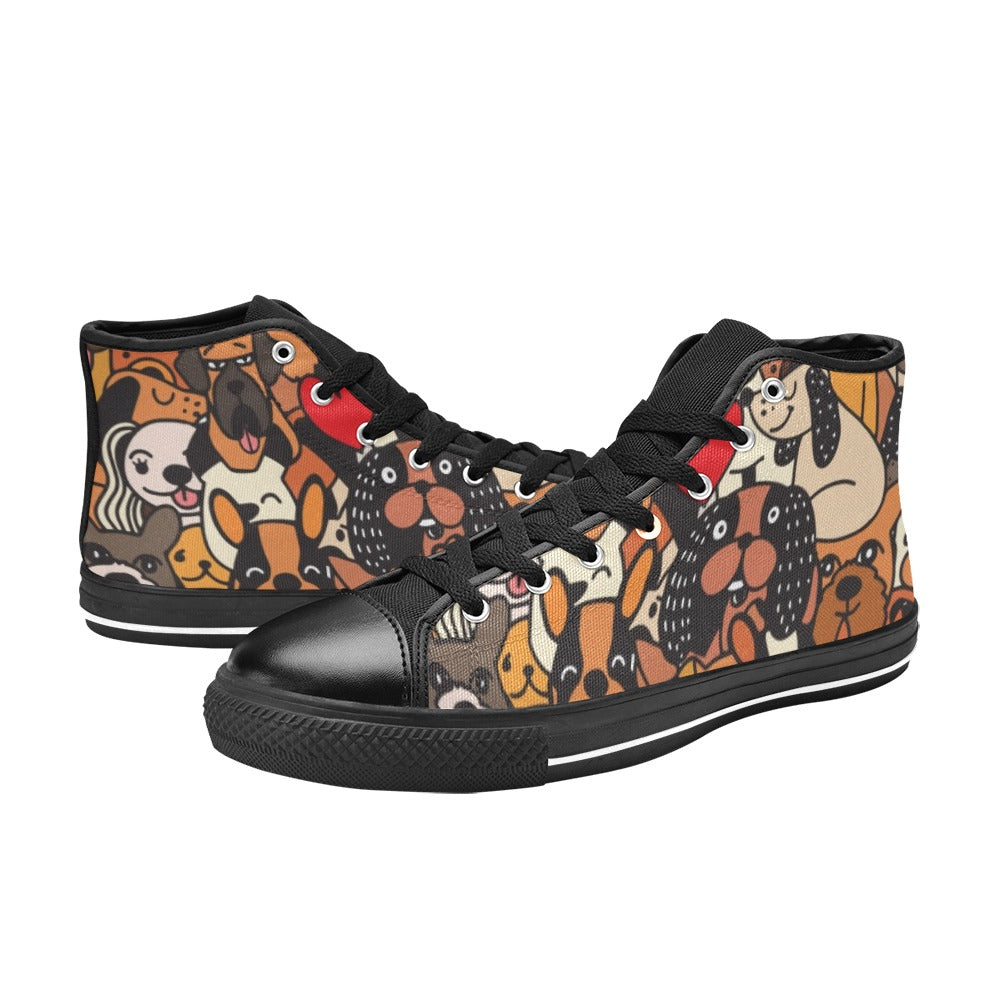 Dog Crowd - Women's High Top Canvas Shoes