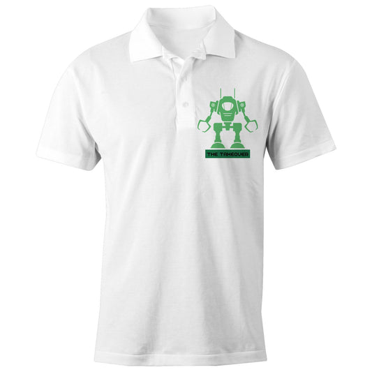 Robot, The Takeover - Chad S/S Polo Shirt, Printed White Polo Shirt Sci Fi