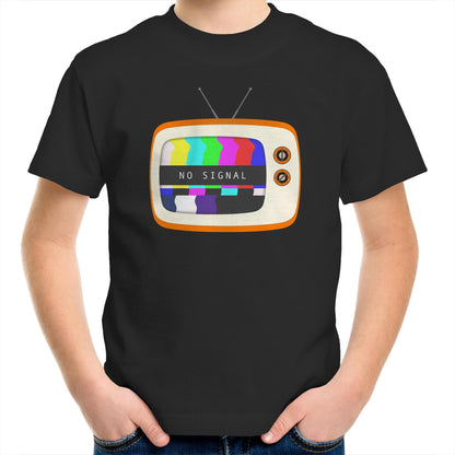 Retro Television, No Signal - Kids Youth T-Shirt Black Kids Youth T-shirt Retro